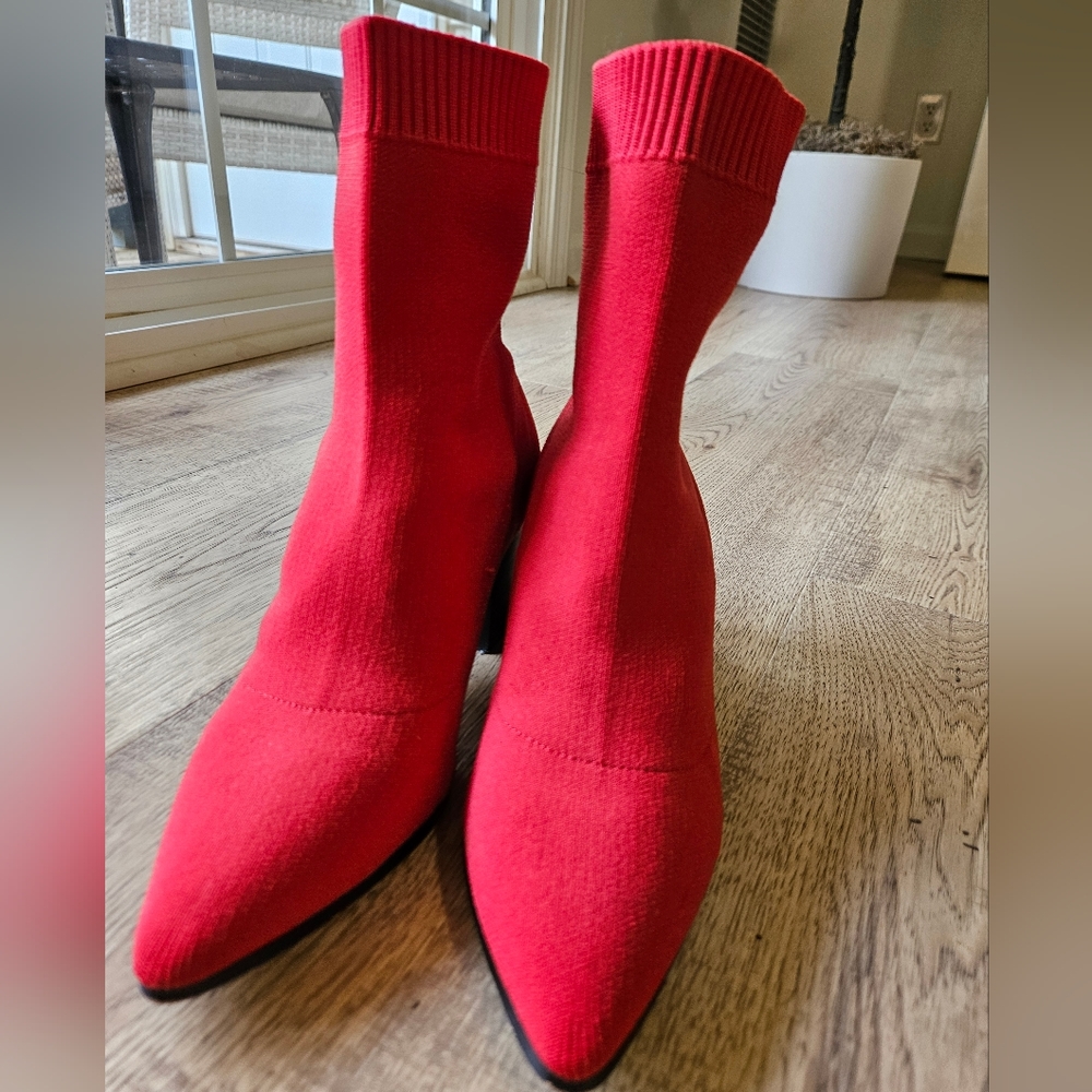 Aldo Red Ankle Sock Boots Size 7